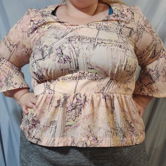 Melissa McCarthy Tops - Melissa McCarthy seven7 pink top blouse flow sleeves plus size 2x